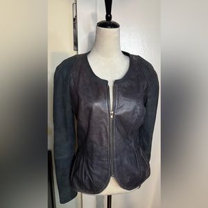 Hinge Eggplant Purple Leather Jacket Feminine Peplum Moto Biker y2k vintage noir